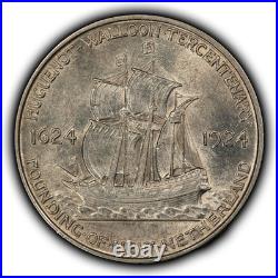1924 50c Huguenot Tercentenary Commemorative Silver Half Dollar Luster C1260