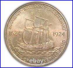 1924 HUGUENOT ANACS MS64 Alpha-Numeric Looks GEM Exquisite GOLD TONER