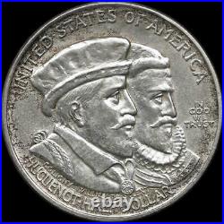 1924 Hugenot Commemorative Half Dollar AU About Uncirculated! #559