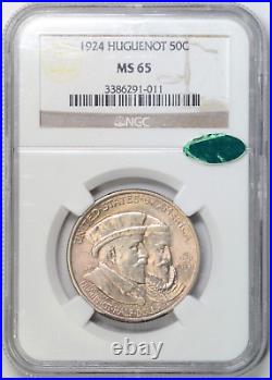 1924 Huguenot Commemorative Half Dollar Ngc Ms65 Cac Rose Toned Nice Coin