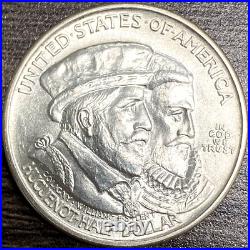 1924 Huguenot Commemorative Silver Half Dollar High Grade UNC White