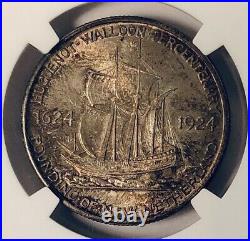 1924 Huguenot Commemorative Silver Half Dollar NGC MS-66 Original Surfaces