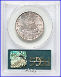 1924 Huguenot Commemorative Silver Half Dollar-PCGS MS 63- 3.0 Green Holder