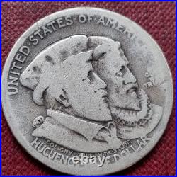 1924 Huguenot Half Dollar Commemorative 50c Silver Coin Circulated LOWBALL 96821