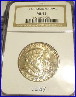 1924 Huguenot Us Commemorative Half Dollar 50c Ngc Ms65 Rare Us Coin