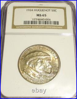 1924 Huguenot Us Commemorative Half Dollar 50c Ngc Ms65 Rare Us Coin