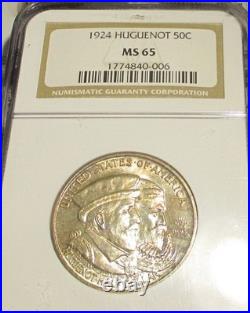 1924 Huguenot Us Commemorative Half Dollar 50c Ngc Ms65 Rare Us Coin