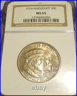 1924 Huguenot Us Commemorative Half Dollar 50c Ngc Ms65 Rare Us Coin