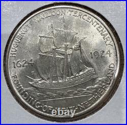 1924 Huguenot Walloon Commemorative Silver Half Dollar 50C Coin Great BU Detail 1924 Huguenot Walloon Commemorative Silver Half Dollar 50C Coin Great BU Detail