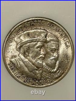 1924 Huguenot-Walloon Silver Half Dollar NGC MS64 Fatty Holder/Rustic Toning