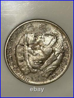 1924 Huguenot-Walloon Silver Half Dollar NGC MS64 Fatty Holder/Rustic Toning