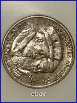 1924 Huguenot-Walloon Silver Half Dollar NGC MS64 Fatty Holder/Rustic Toning