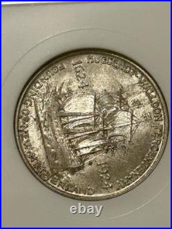 1924 Huguenot-Walloon Silver Half Dollar NGC MS64 Fatty Holder/Rustic Toning