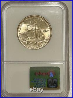 1924 Huguenot Walloon Silver Half Dollar NGC MS65