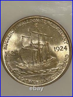 1924 Huguenot Walloon Silver Half Dollar NGC MS65