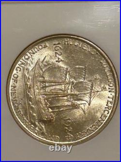 1924 Huguenot Walloon Silver Half Dollar NGC MS65