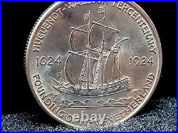 1924 Huguenot-walloon, Classic Commemorative Silver Half Dollar. High Grade