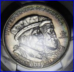 1924 Silver Huguenot Commemorative Half Dollar Graded PCGS AU55 Color Toned Coin 1924 Silver Huguenot Commemorative Half Dollar Graded PCGS AU55 Color Toned Coin
