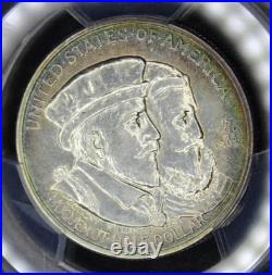 1924 Silver Huguenot Commemorative Half Dollar Graded PCGS AU55 Color Toned Coin 1924 Silver Huguenot Commemorative Half Dollar Graded PCGS AU55 Color Toned Coin