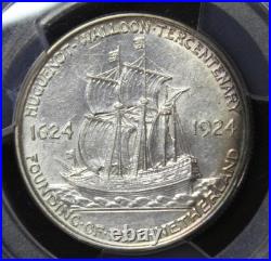 1924 Silver Huguenot Commemorative Half Dollar Graded PCGS AU55 Color Toned Coin 1924 Silver Huguenot Commemorative Half Dollar Graded PCGS AU55 Color Toned Coin