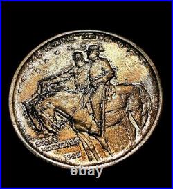 1925 12.5 Gram STONE MOUNTAIN 50c Silver Half Dollar Coin Uncirculated Toned