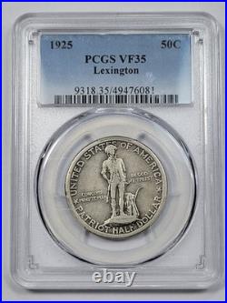 1925 50c Lexington Commemorative Half Dollar PCGS VF35 Circulated Nice K454