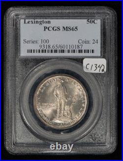 1925 50c Lexington Commemorative Silver Half Dollar Frosty- PCGS MS 65 C1342