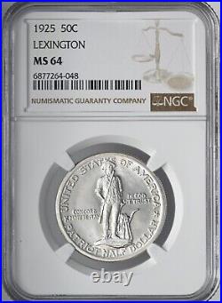 1925 50c Lexington Silver Half Dollar Mint State Ngc Ms64 #6877264-048