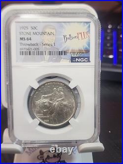 1925 50c Stone Mountain Commemorative Silver Half Dollar NGC MS64