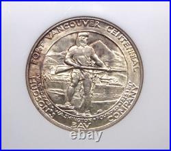 1925 Commemorative FORT VANCOUVER Silver Half Dollar 50c NGC MS62 #018 Unc