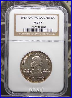 1925 Commemorative FORT VANCOUVER Silver Half Dollar 50c NGC MS62 #018 Unc