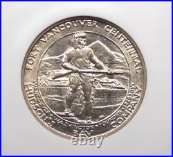 1925 Commemorative FORT VANCOUVER Silver Half Dollar 50c NGC MS62 #020 Unc