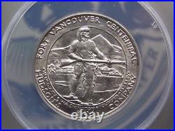 1925 Commemorative Fort VANCOUVER Silver Half Dollar 50c ANACS MS62 Unc #716