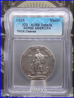 1925 Commemorative NORSE Silver Medal THICK ICG AU58 Details #801 About Unc