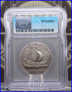 1925 Commemorative NORSE Silver Medal THICK ICG AU58 Details #801 About Unc