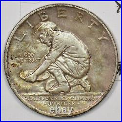 1925 Commemorative Silver California Jubilee Comme. Half Dollar XF-AU U0246