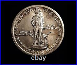 1925 LEXINGTON CONCORD 50c Silver Half Dollar Coin 12.5 Grams AU