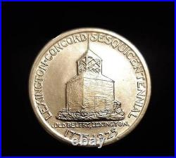 1925 LEXINGTON CONCORD AU 50c Piece Silver Half Dollar Coin ACTUAL COIN SHOWN