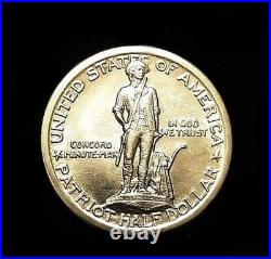1925 LEXINGTON CONCORD AU 50c Piece Silver Half Dollar GORGEOUS COIN Authentic