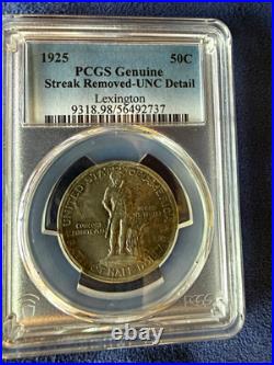 1925 Lexington 50C Silver Commemorative Half Dollar PCGS Genuine UNC Detail