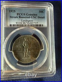1925 Lexington 50C Silver Commemorative Half Dollar PCGS Genuine UNC Detail