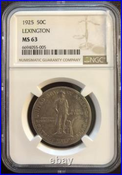 1925 Lexington Commemorative Silver Half Dollar NGC MS63 Toner