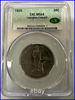 1925 Lexington-Concord Silver Commemorative 50C CAC MS-64