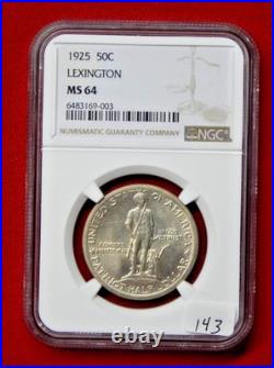 1925 Lexington Silver Commem Half Dollar 50c NGC MS64 Free USA Shipping 1925 Lexington Silver Commem Half Dollar 50c NGC MS64 Free USA Shipping