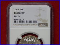 1925 Lexington Silver Commem Half Dollar 50c NGC MS64 Free USA Shipping 1925 Lexington Silver Commem Half Dollar 50c NGC MS64 Free USA Shipping