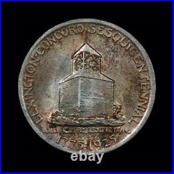 1925 Nice LEXINGTON CONCORD 50c Silver Half Dollar Coin 12.5 Grams UNCIRCULATED