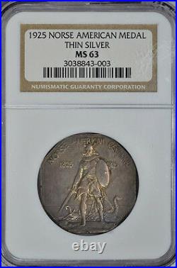 1925 Norse Commemorative Medal Thin Ngc Ms63 Uber-cool-toned Low Mintage