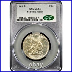 1925-S California Commemorative Half Dollar 50c CACG MS65 CAC