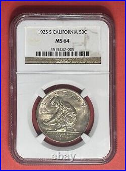 1925 S California Commemorative Half Dollar, 50c, NGC Graded MS64