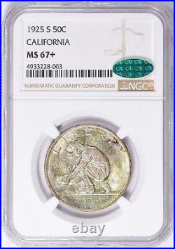 1925 S California Commemorative Half Dollar NGC MS67+ CAC Toned. Beautiful Coin
